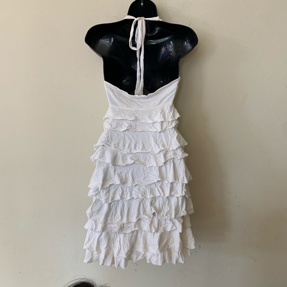 Express White Halter Ruffle Layered Mini Dress - Picture 6 of 9